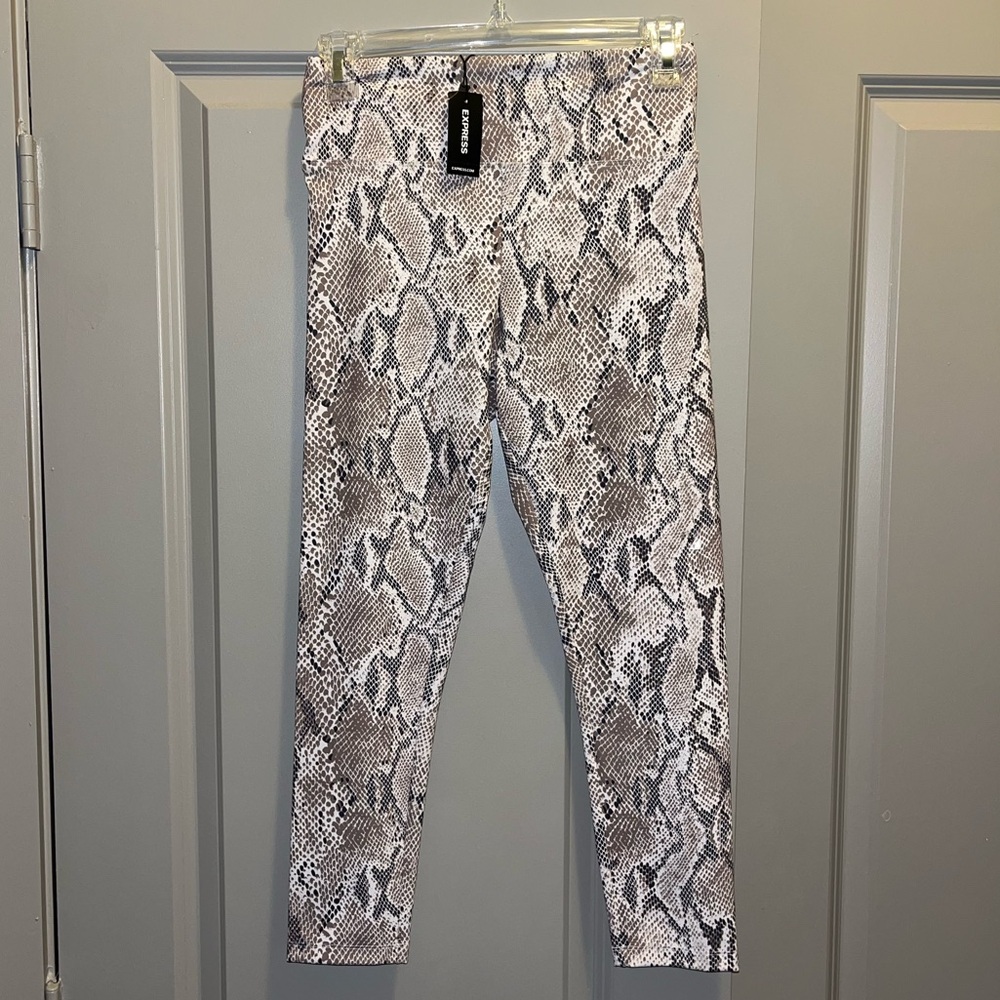 Express Leggings Gray Brown Animal Print Bottoms NWT